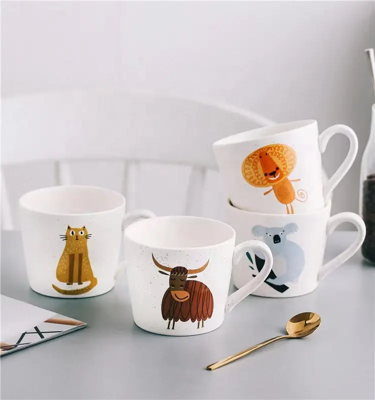 Ins kreative nordische einfache Persönlichkeit Katze Tiger niedlich große Kapazität Paar Frühstück Milch Kaffeetasse