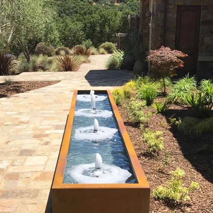 Fuente de pared moderna de acero para estanque de jardín