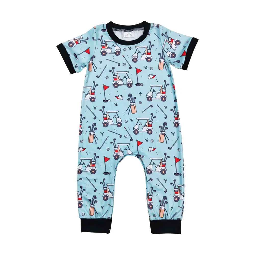 Carrinho de golfe Imprimir Baby Boys Summer Romper RTS Atacado Toddlers Boutique Infantes Baby Kids Clothes