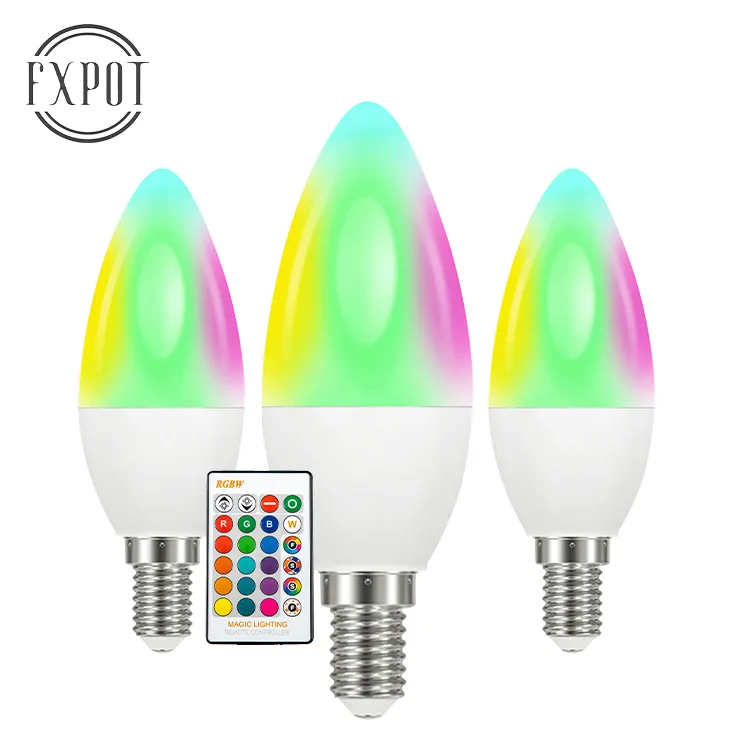 FXPOTスマートLEDライトIRリモコン5WE27 E2616色変更可能RGBクリスマスデコレーションLEDスマート電球