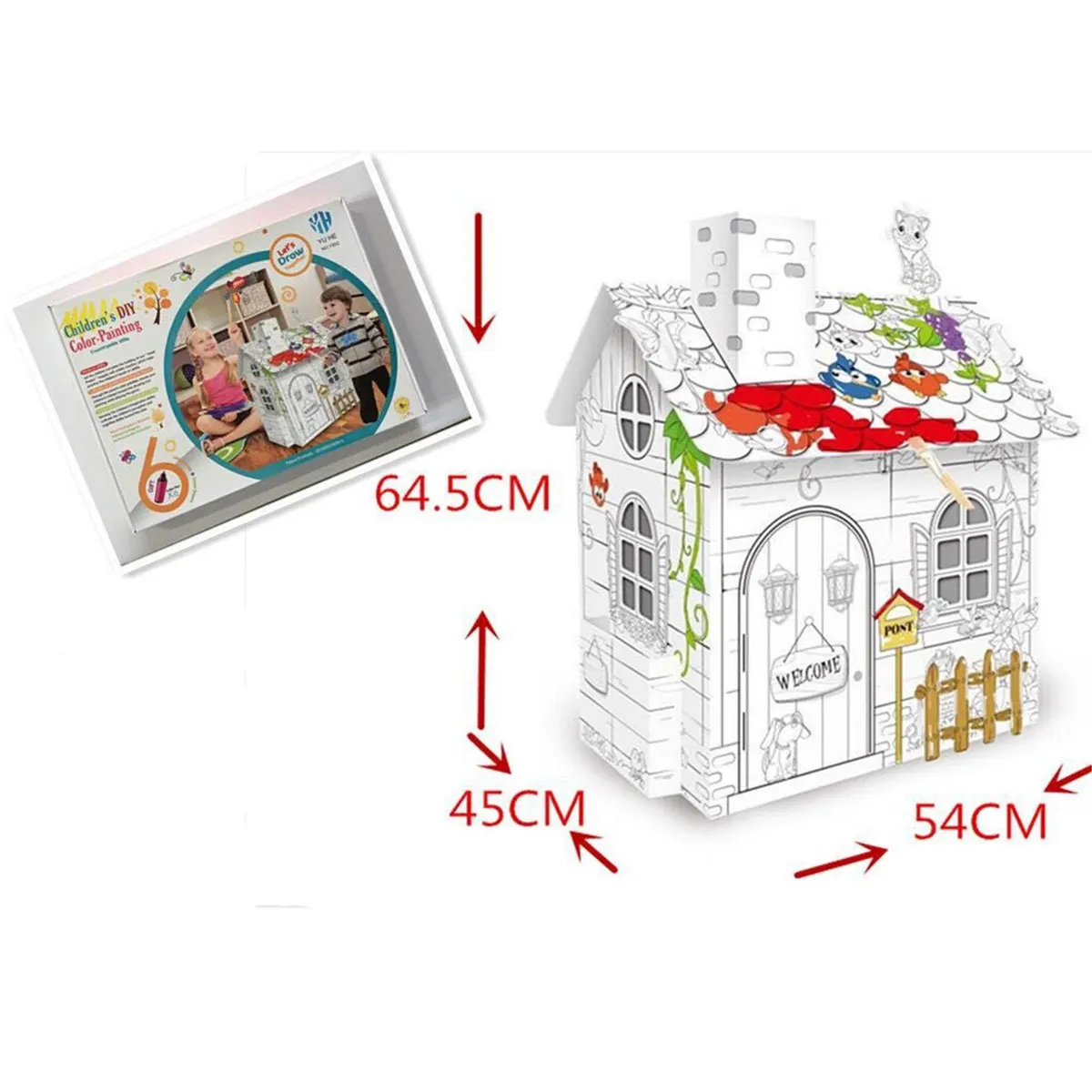 Jinming beliebte Kinder DIY Zeichnung Haus Färbung Pappe Malerei Spielzeug Set zum Verkauf