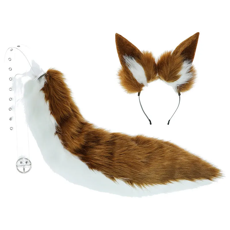Hand-made cosplay animal ears animal tail accessories props Yuzao front fox ears hair hoop fox tail