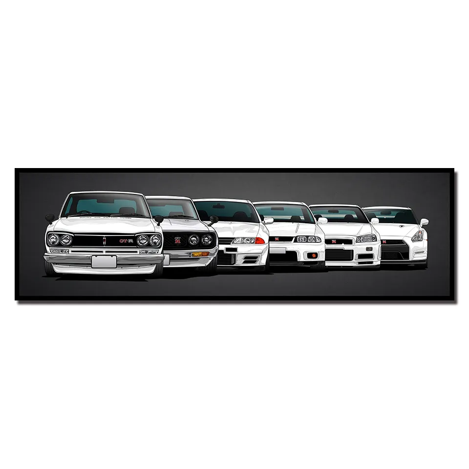 HONGYA tela pittura stampa HD opere d'arte modulari moderna Nissan Skyline Gtr Car Pictures comodino decorativo per la casa Wall Art Poster