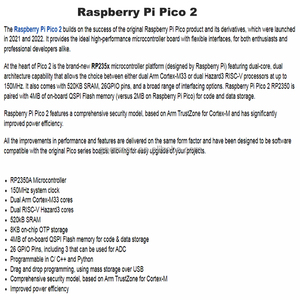 Schede di sviluppo originali RP2350 rpberry Pi Pico2 microcontrollore 2.4GHz 802.11n WiFi Dual Core processore di programmazione Pico 2