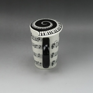 High Quality Custom Logo Printed Ceramic Music Mug 500ml Coffee <strong>Cup</strong> with Lid - Product Image 3