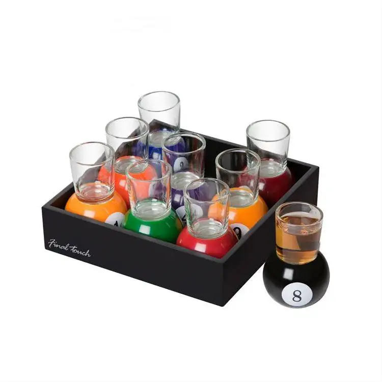 Set di bicchieri da biliardo da 9 pezzi basato sul gioco di bicchieri da biliardo con Base a palla da biliardo