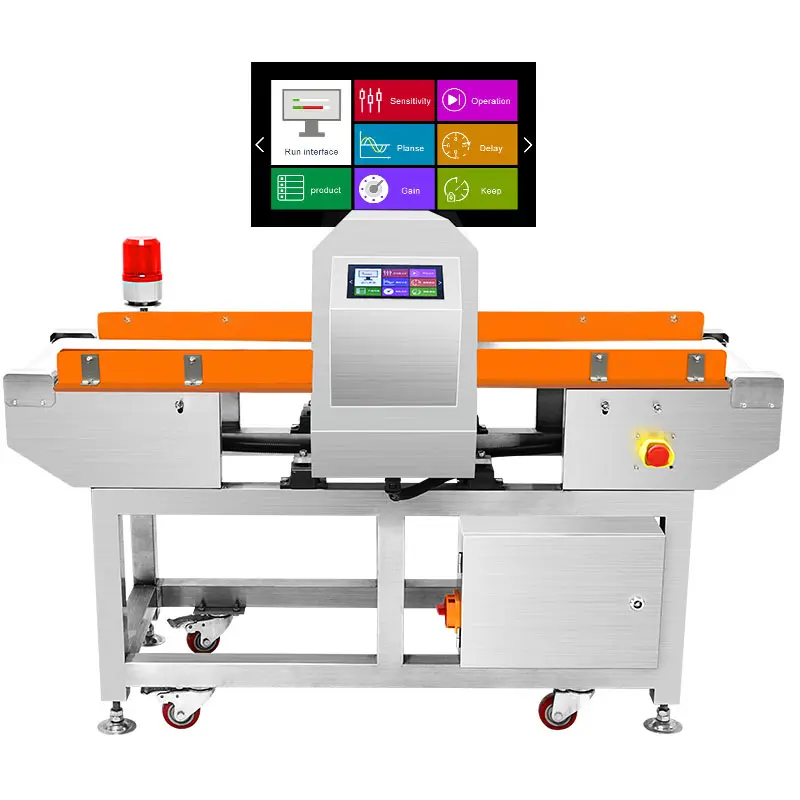 Gıda endüstrisi için yüksek hassasiyetli dokunmatik ekran konveyör bant endüstriyel Metal dedektörleri Metal algılama makinesi