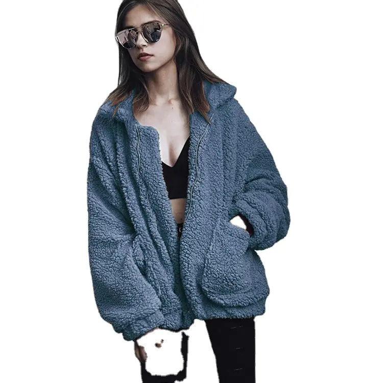 Женская одежда больших размеров, 2023 плюшевая Свободная Женская куртка и пальто из искусственного меха на молнии, теплая Модная верхняя одежда, короткое пальто