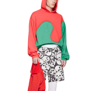 Latest Style Oversized Color <strong>Block</strong> Hoodie No <strong>String</strong> 600 Gsm French Terry Cropped <strong>Double</strong> Layer Hoodie - Product Image 4