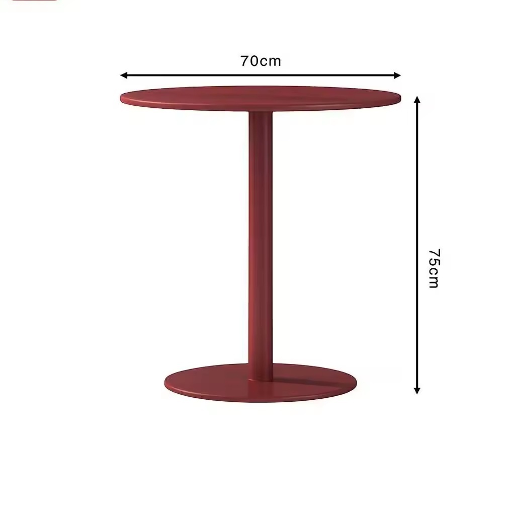 Mesa individual (altura 75, diámetro 70) rojo oscuro.
