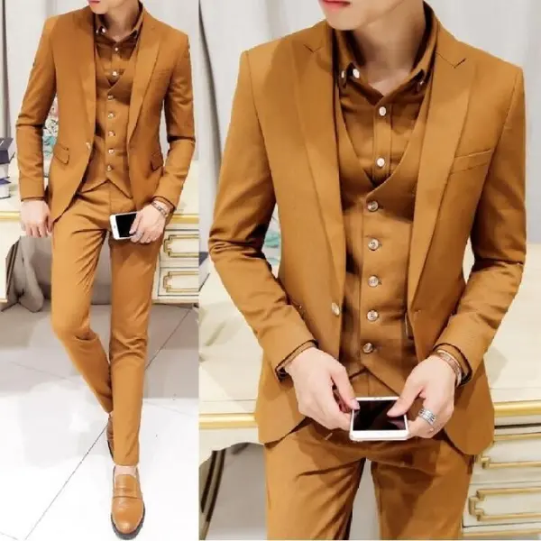 Traje de negocios de alta calidad para hombre, traje elegante con pantalones, traje Formal de negocios de marca, ajustado, un solo trasero, nuevo diseño personalizado