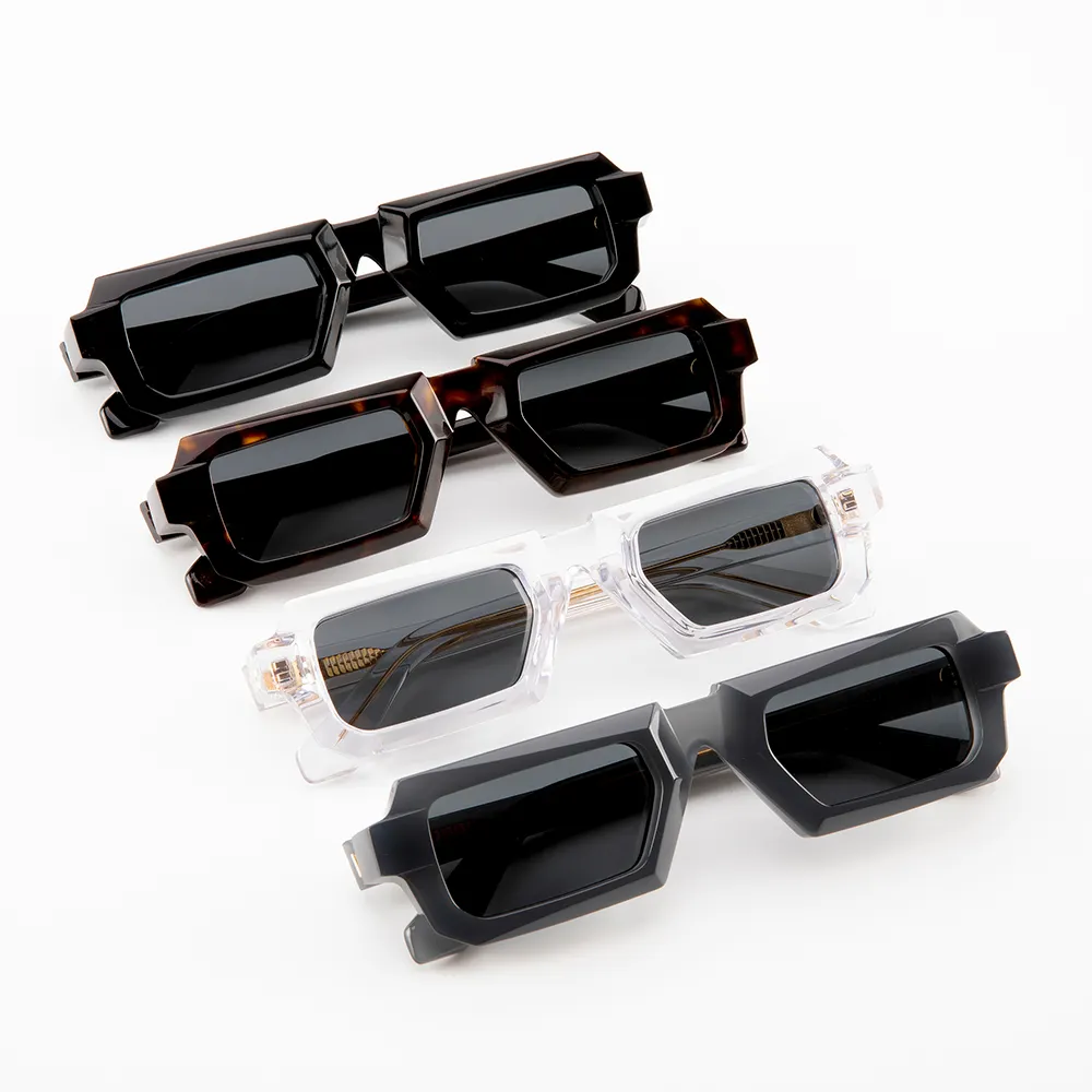 Kacamata hitam Mini lensa hitam bingkai asetat kacamata hitam terpolarisasi desainer UV400 kacamata hitam tebal bermerek Wanita Pria