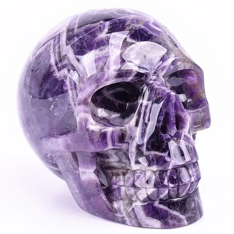 Cráneos de cristal Natural de alta calidad, escultura, sueño, amatista, calaveras para manualidades
