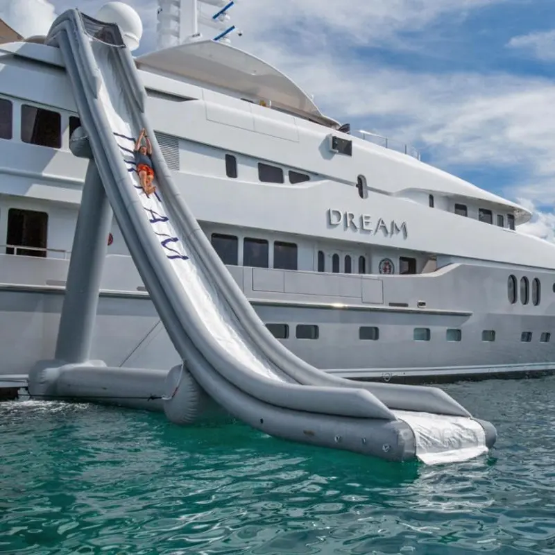 Hochwertige kommerzielle Sommer Wasser Spaß aufblasbare Yacht rutsche Wasserspiel ausrüstung Aufblasbare Dock rutsche für Boot