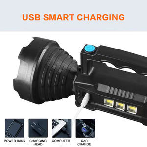 Hot siêu sáng COB năng lượng mặt trời ngân hàng điện 4 chế độ có thể sạc lại cầm tay ABS LED <span class=keywords><strong>Torch</strong></span> đèn pin chiến thuật làm việc ánh sáng tìm kiếm ánh sáng - Product Image 3