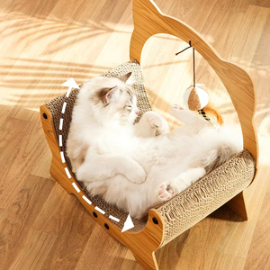 Yüksek sertlik ark şeklinde tasarlanmış oluklu kağıt düzenlenmiş beşik şeklinde kedi Scratchers boyun-koruma - Product Image 1