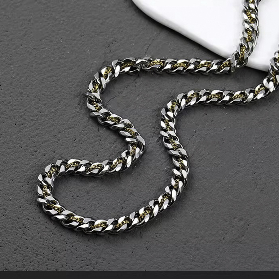 Cadena cubana lisa de 10mm chapada en oro 55cm+5cm