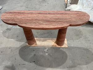 OEM ODM โต๊ะคอนโซลเคลื่อนที่สีแดง travertine โต๊ะทางเข้าห้องโถงแบบโมเดิร์น - Product Image 6