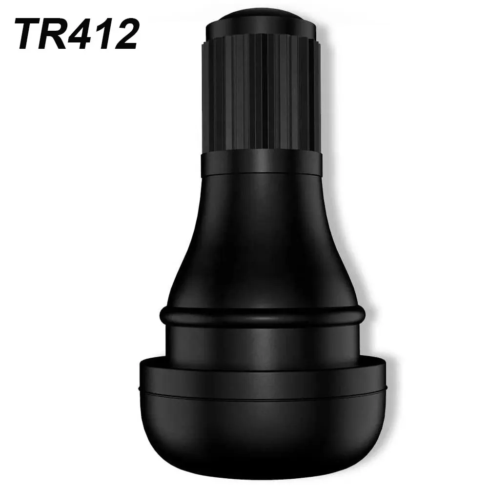 TR412 ban katup stem karet snap-in pendek hitam batang katup untuk tubeless 0.453 inci 11.3mm pelek lubang standar ban kendaraan