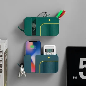 TX Caja de almacenamiento multifuncional montada en la pared Estante de control remoto para teléfono Estante de almacenamiento para Baño - Product Image 4