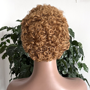 Toptan 100% brezilyalı saç kısa makine yapımı peruk Afro Kinky kıvırcık peruk siyah kadınlar için doğal renk işlenmemiş insan saçı peruk