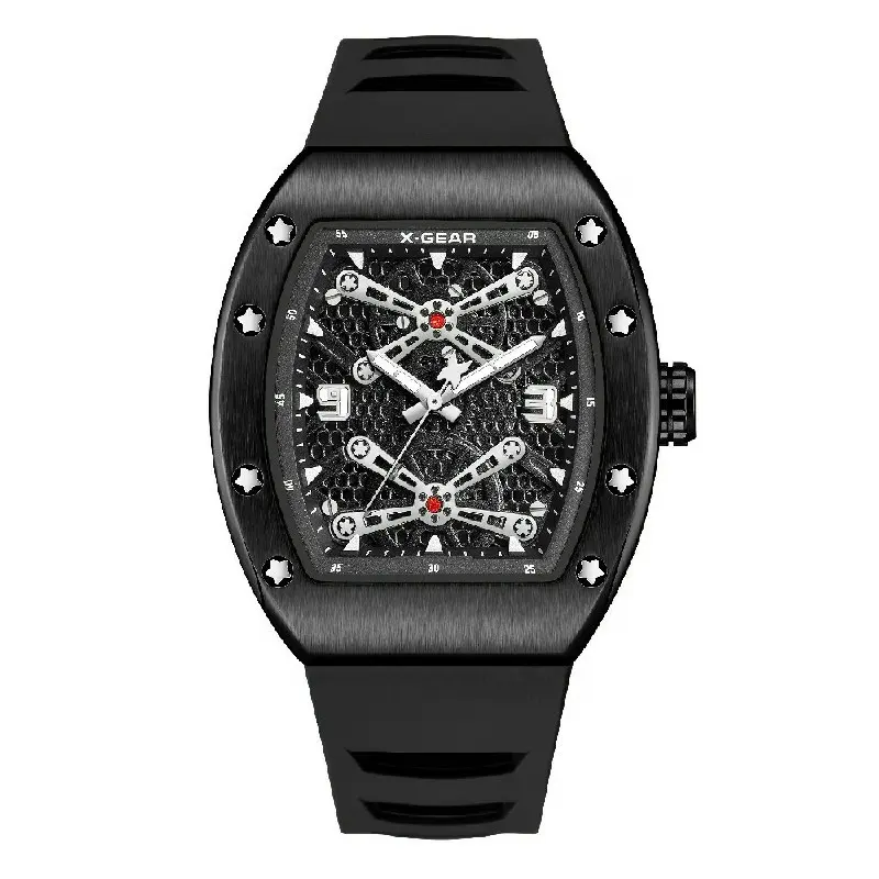 Relojes de diseñador 2023, marcas famosas, relojes de pulsera con esfera de esqueleto, reloj para hombre, reloj de pulsera de aleación barato negro para hombre