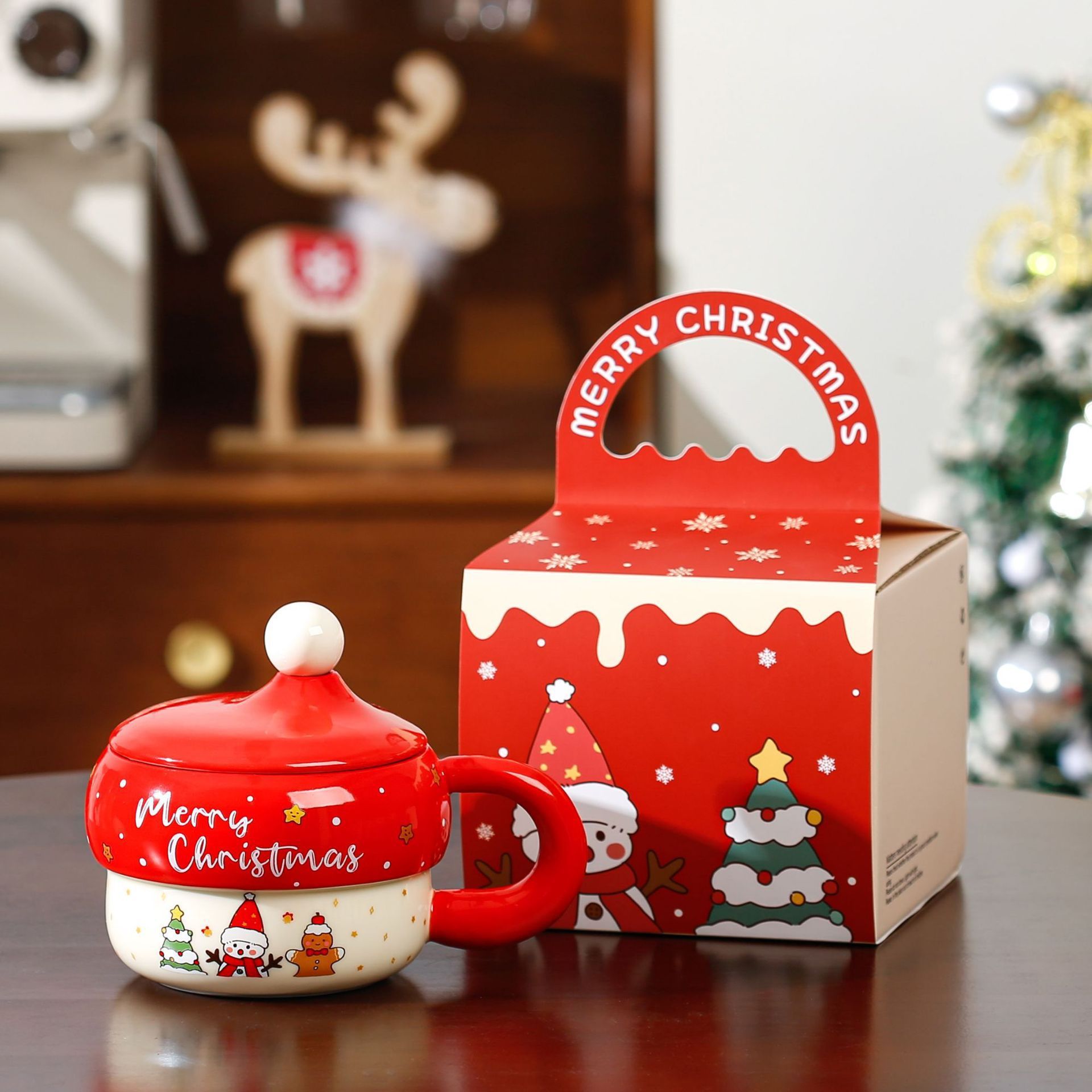 Hand box-Snowman-red