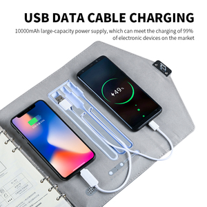 LED Light logo <strong>Notebook</strong> Custom <strong>Printing</strong> A5 Leather Smart Fingerprint Lock Jotter Diary <strong>With</strong> Power Bank Wireless Charger - Product Image 3