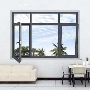 KT 90 Modernes Design Aluminium-Doppelglas-Falt fenster Antiruido-Rahmen Feste offene Dichtung funktion für den Außenbereich - Product Image 1