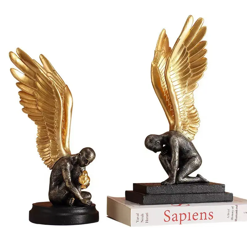 Креативная нордическая скульптура из смолы, золотой ангел, аксессуары для украшения дома, Европейский Винтажный декор для гостиной, художественная статуя