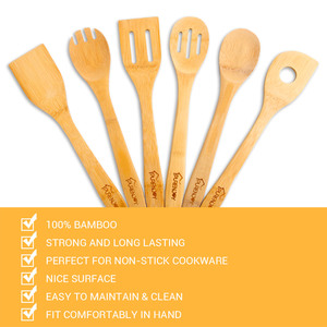 Tre nấu ăn đồ dùng đặt thìa gỗ & thìa gỗ, 6-Piece thìa gỗ để nấu ăn là dành cho nhà bếp - Product Image 3