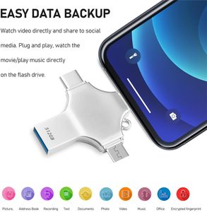 La migliore vendita 4-in-1 OTG Multi-funzione USB 3.0 Flash Drive un disco di memoria Pendrive tipo-C per Android nuovi cellulari in magazzino - Product Image 6