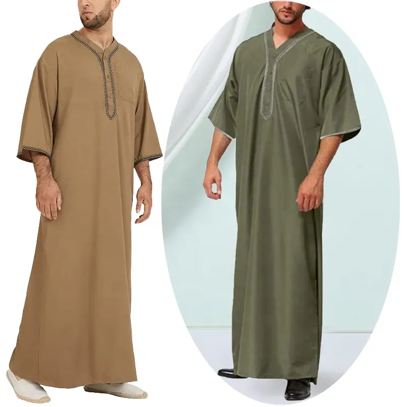 Ropa africana para hombre marroquí Boubou Abaya vestidos Ramadán ropa Jubba Thobe vestido étnico túnica blanca vestido musulmán