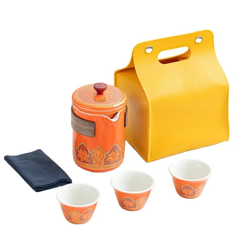 Tragbarer Leder-Tee-Verpackungs beutel Kaffee kiste Teekanne Einkaufstasche Teebeutel Luxus-Keramik