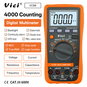 VICIMETER VC88 <span class=keywords><strong>Multimeter</strong></span> Digital penguji logika AC DC, pengukur tegangan Ampere kapasitansi resistansi frekuensi siklus tugas suhu - Product Image 1