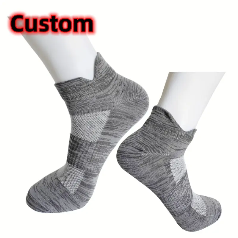 Custom Grey Non Slip Comfortabele Ademende Laag Uitgesneden Enkelsokken Atletische Sport Mannen Vrouwen Onzichtbare Sokken