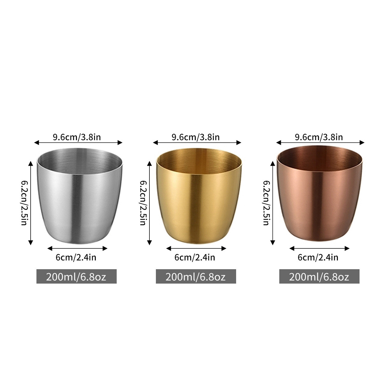 Silver Single layer u-shaped cup 200ml-thick