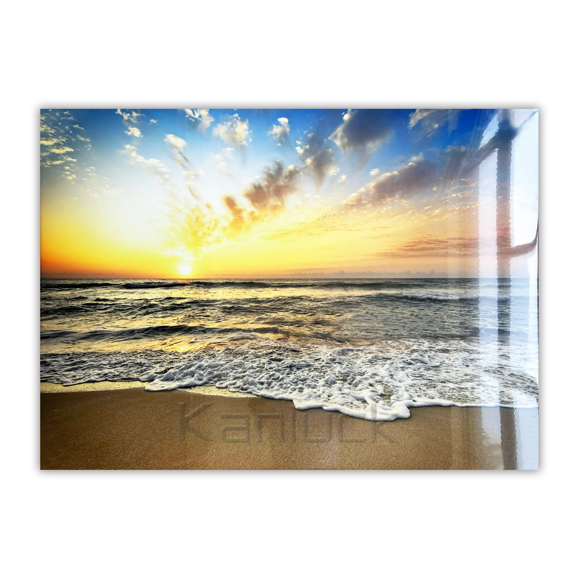 Amanecer paisaje de playa lienzo grande arte de pared lienzo pintura con laca