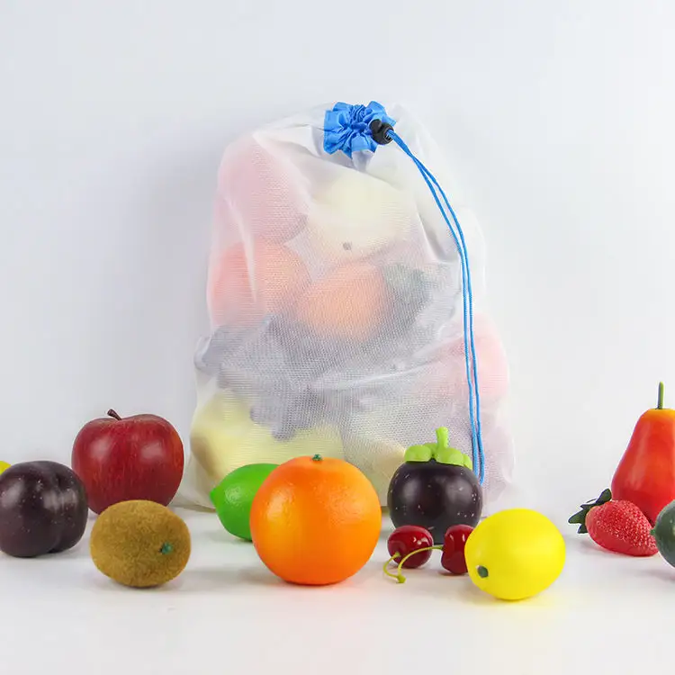 Emballage de fruits frais biodégradable réutilisable Eco Protection RPET sac de fruits en filet pour fruits et légumes