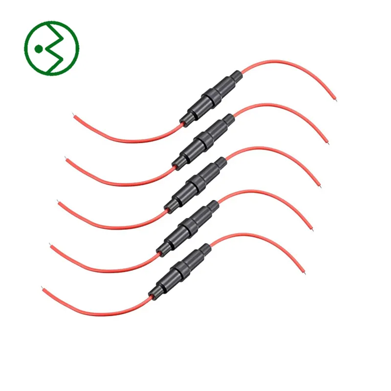 Portafusibles en línea para 6x30mm (paquete de 10) y fusible de vidrio de soplado rápido 5A