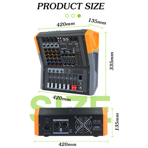 KFKD profesyonel parti karıştırma konsolu ile 300W * 2 amplifikatör, 4 6 8 kanallı dijital ses mikseri - Product Image 5