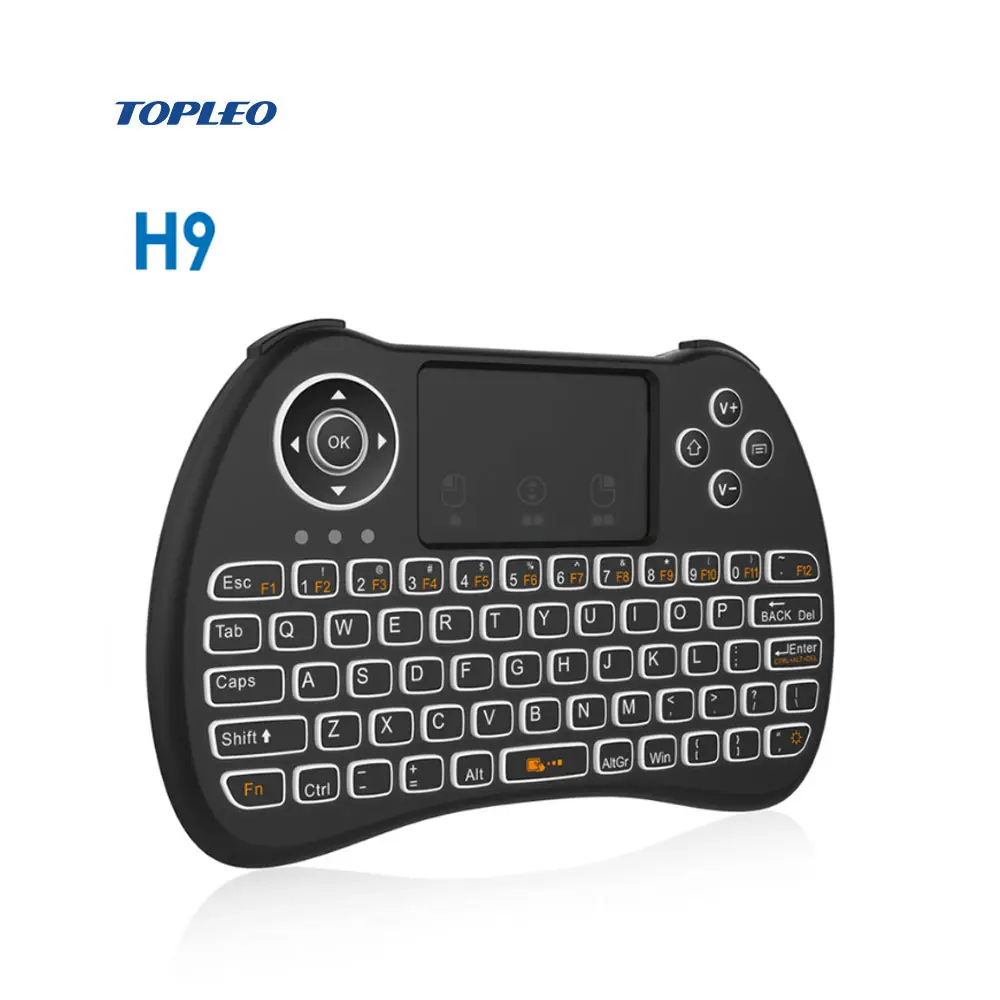 Mini teclado inalámbrico con control remoto para Android TV, H9, 2,4G, retroiluminado