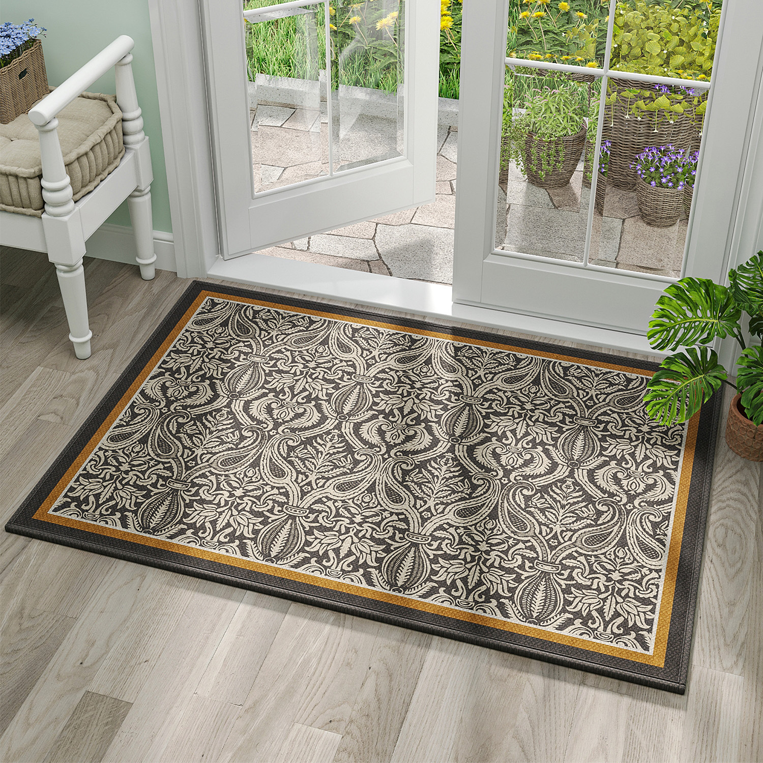 Semelle en caoutchouc velours de coton bambou - Jade Leaf