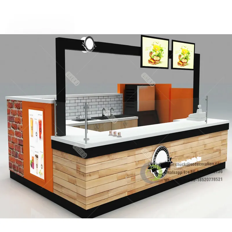 Kiosque à café de comptoir populaire Affichages de bar alimentaire Conceptions de magasin 3D personnalisées à vendre Kiosque à café moderne