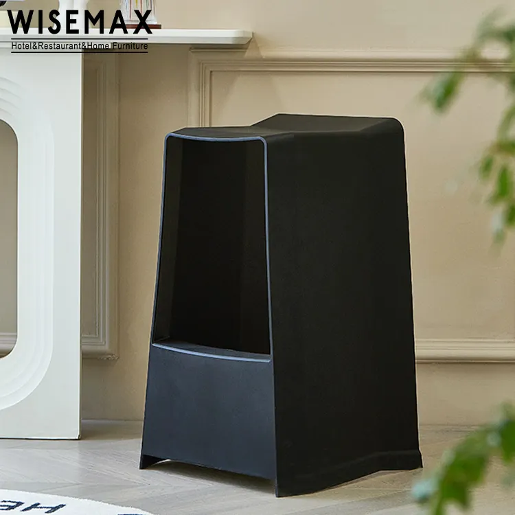 Wisemax cadeira de barra em forma de cubo, móveis modernos para barras, banheiro preto e plástico sem encosto