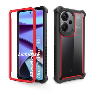Lichicase Clear Transparent Shockproof 3 in 1 Mobile Accessories for <strong>Redmi</strong> Note 12 Pro Airbag Protective Cover