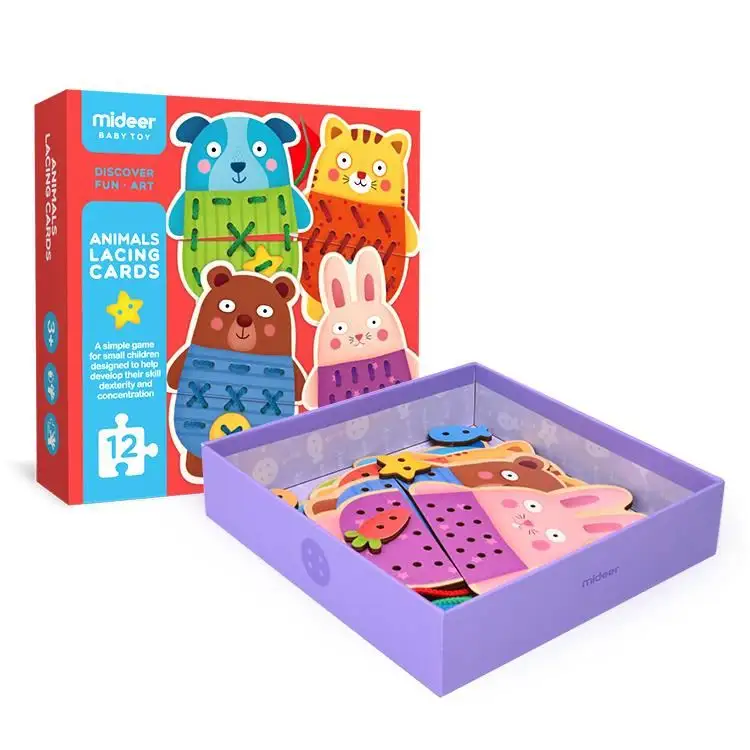 Mideer Klassieke Dier Vetersluiting Houten Kaarten Games Educatief Speelgoed Voor Preschool Kids MD3021