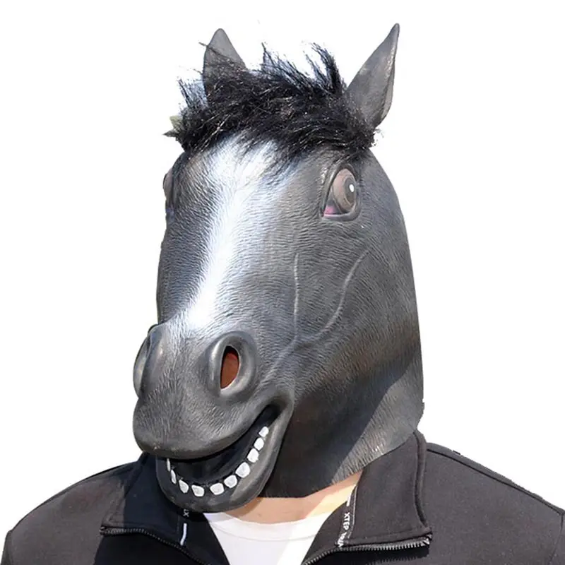 डरावना मज़ेदार काला घोड़ा लेटेक्स पशु सिर बहाना मास्क नवीनता पोशाक कॉस्प्ले पार्टी मास्क वयस्क महोत्सव हेलोवीन