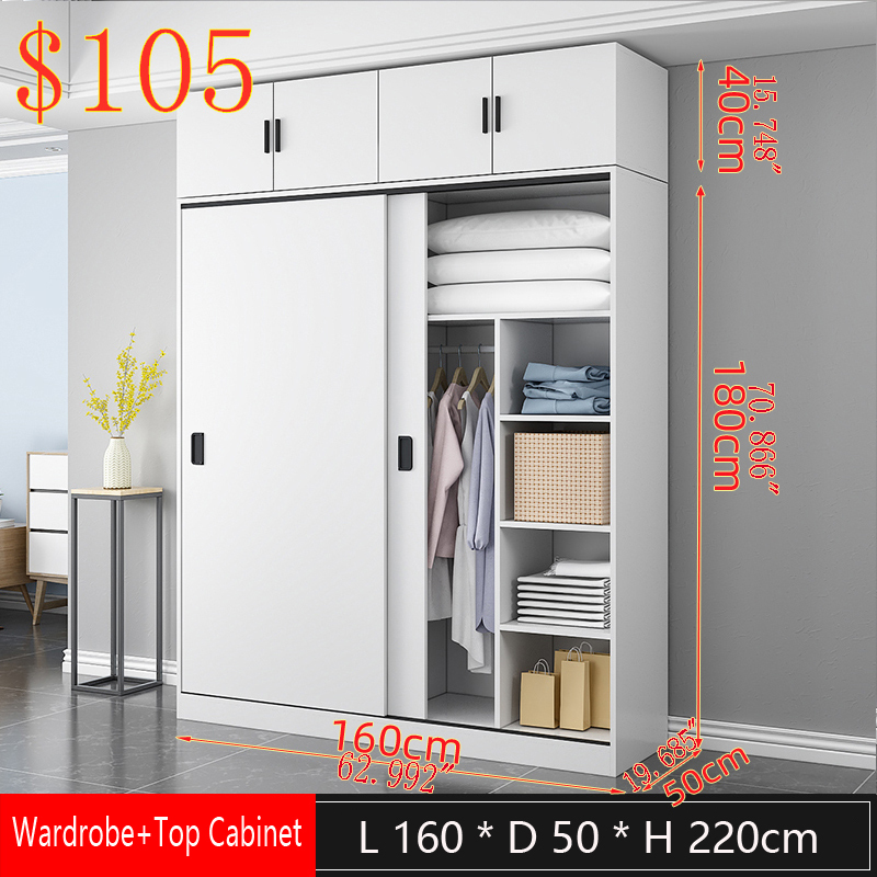 White 160*50*180+Top Cabinet