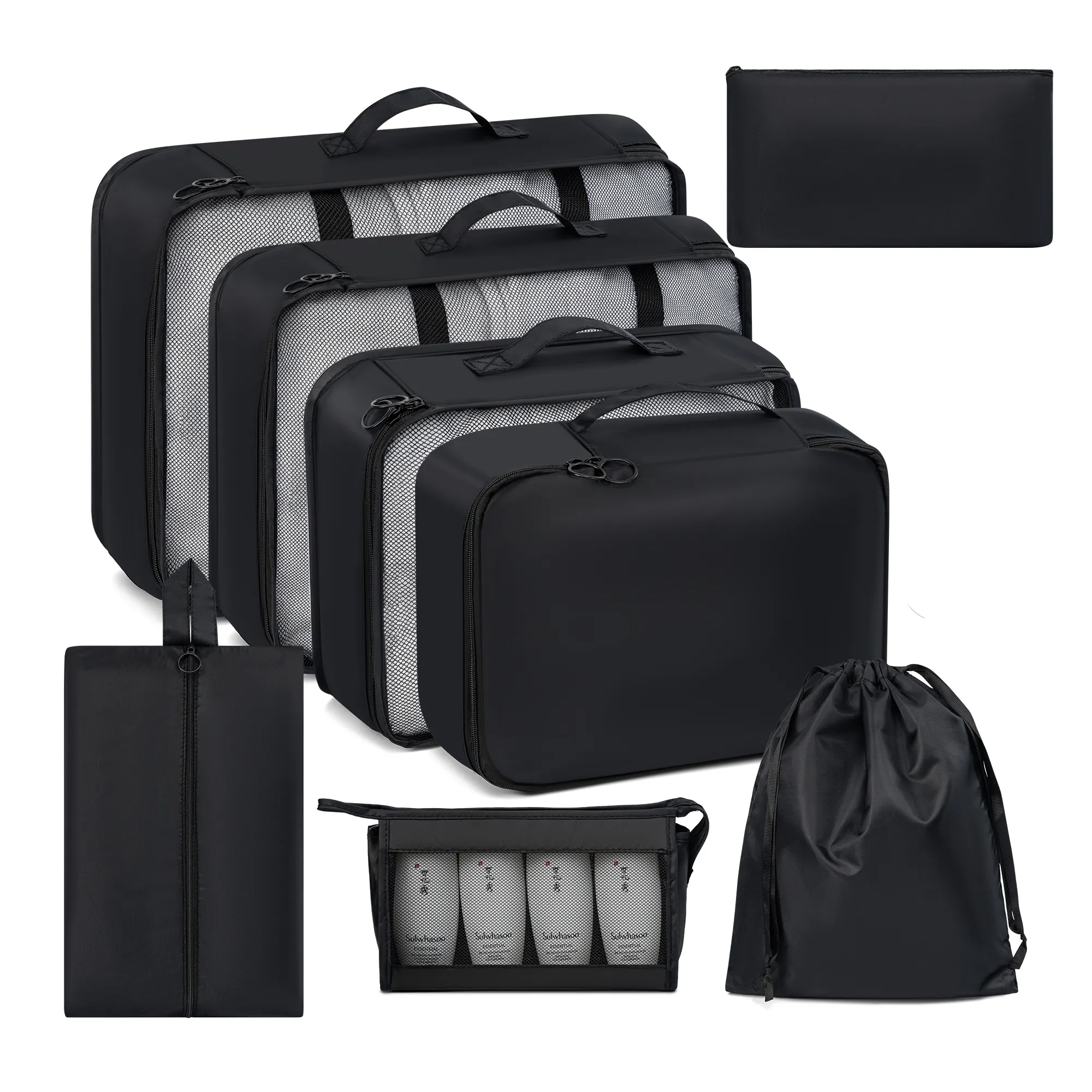Компрессионный сетчатый органайзер для одежды с логотипом на заказ, 8 шт. в упаковке, дорожный органайзер для багажа, набор упаковочных кубиков